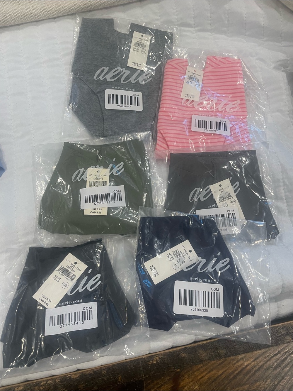 NWT. 7pr Aerie Women's Seamless cheeky panties  - Gray, Pink, Olive, Navy, Black